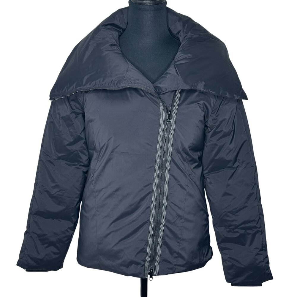 Whitesky Women Duck Down Waterproof Jacket Black Asymmetrical Zip Small New